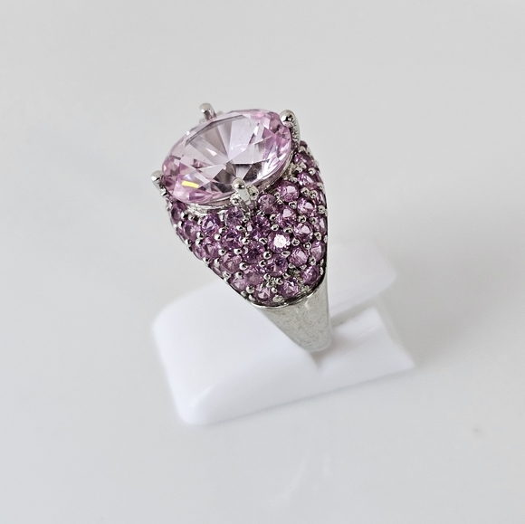 Rare Victoria Wieck Kunzite & Pink Sapphire Ring Sterling Silver Size 7. - Picture 7 of 16